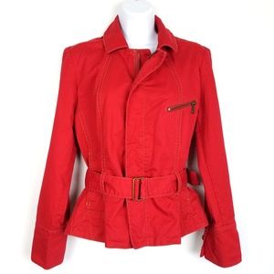 CAbi First Mate Jacket Red Cropped Trench M